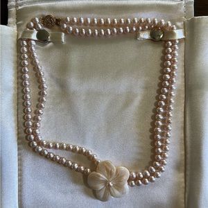 Zales double string pink pearl necklace